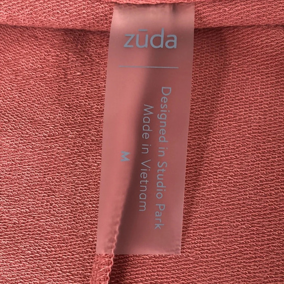 zūda Wrap Size Medium Rose Z-Knit Drape Snaps Thumbholes Athleisure Top - Picture 2 of 15